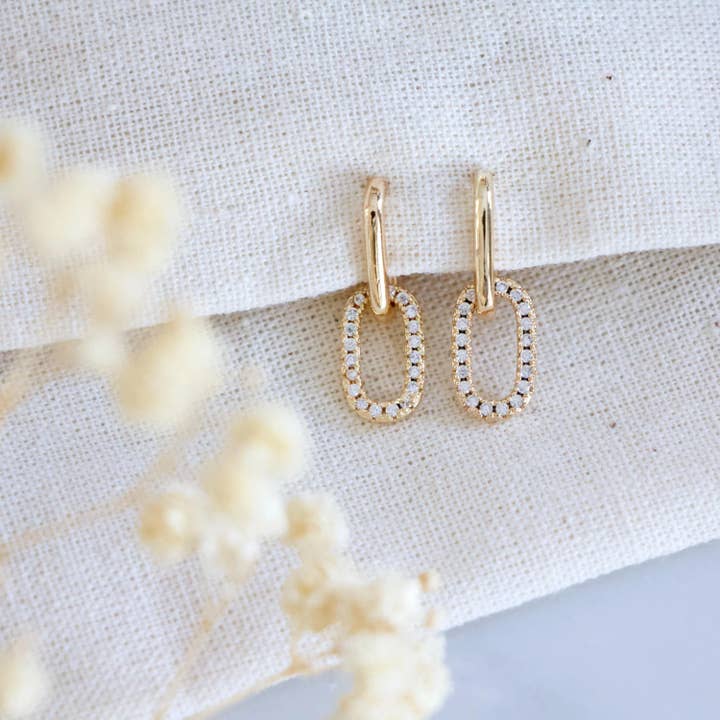 CZ Oval Dangle Earrings for wholesale by Mesa Blue