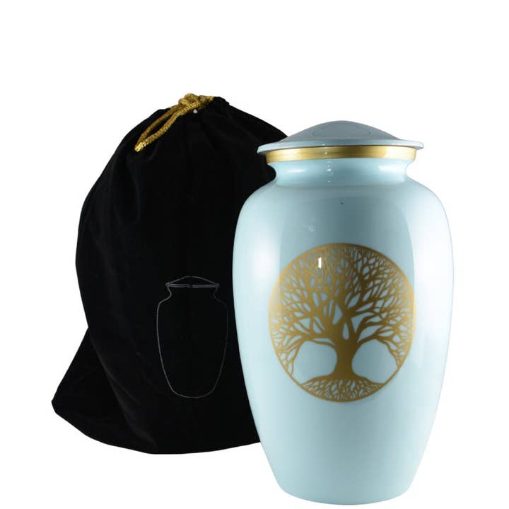 Urna grande de color pastel con árbol de la vida dorado para venta al por mayor de Plutus imports