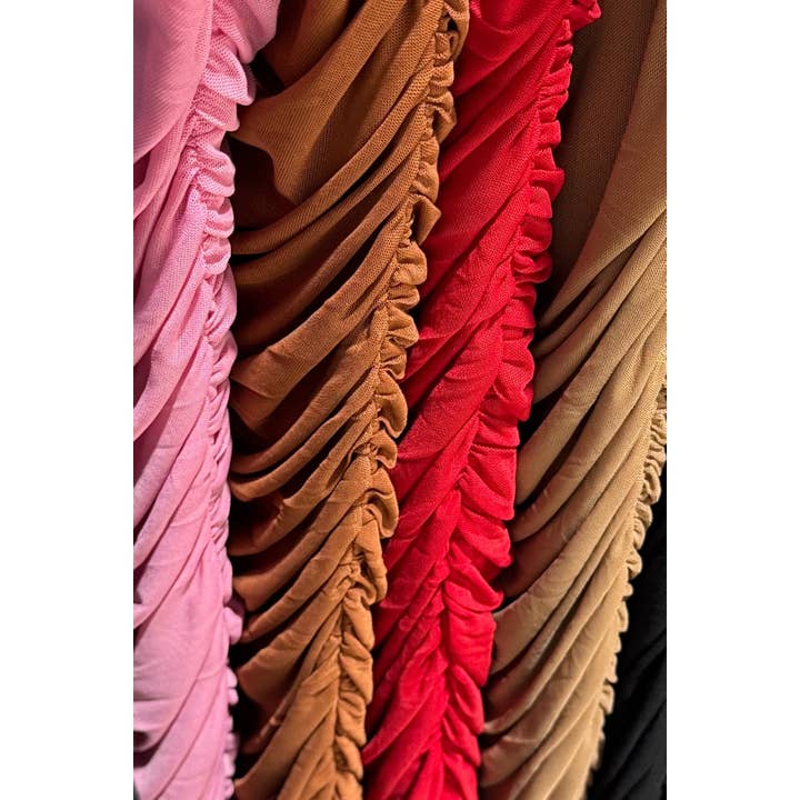 Curve Market - Wholesale Dress - Women's - PLUS SIZE MESH RUCHED DRESS