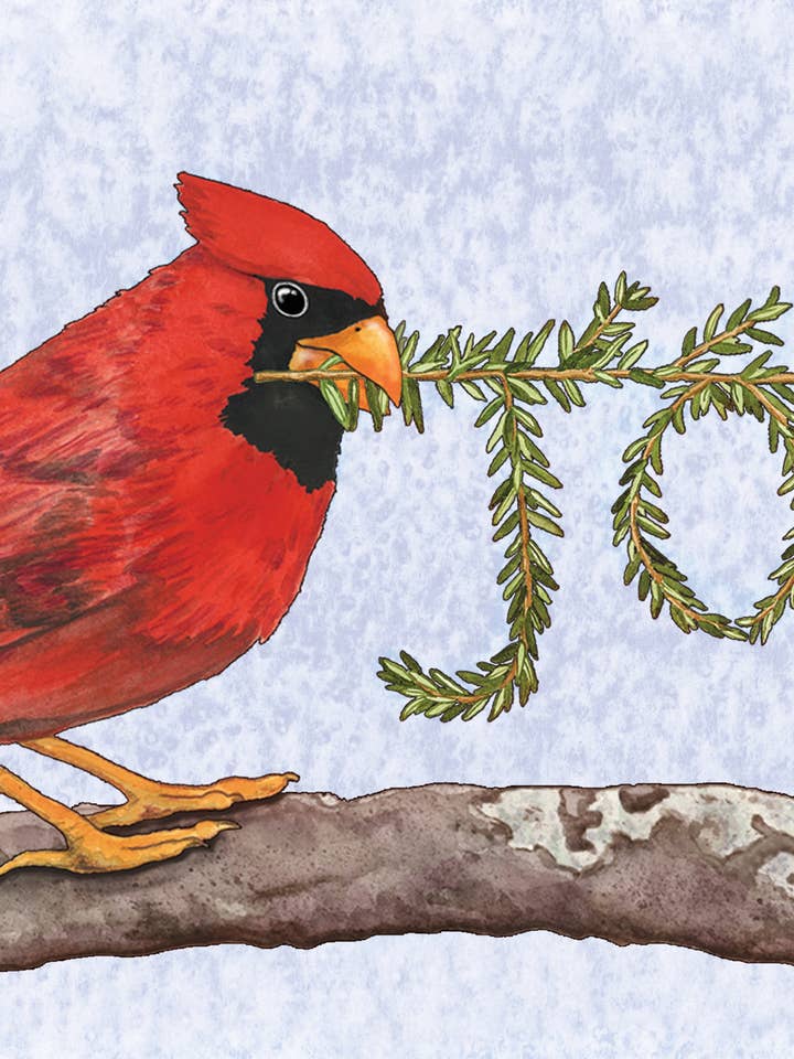 Joy Cardinal Holiday Card for wholesale by Firefly Sky Design