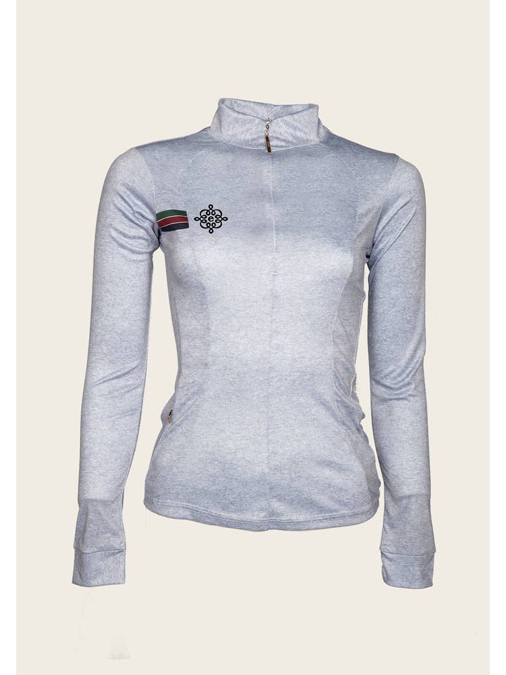 Espoir Equestrian - Wholesale Shirt - Women's - Espoir Lumiere Eternal Collection Melange Grey Quarter Zip Sun Shirt