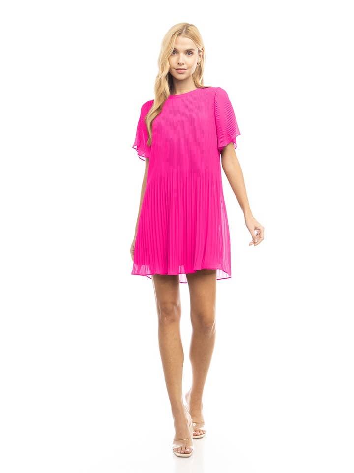 Robe Mini Plissée à Manches Courtes - SS pour la vente par Naked Zebra