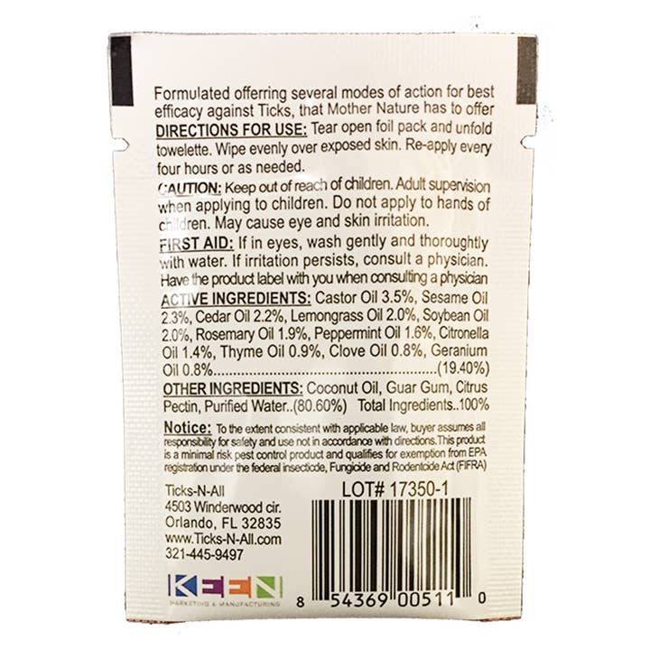 Ticks-N-All - Wholesale Insect Repellent - Natural Tick Wipes - 50 cnt. box2