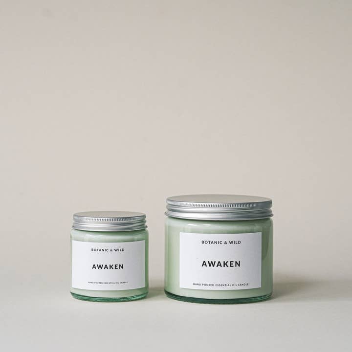 AWAKEN Essential Oil Soy Candles for wholesale by Botanic & Wild
