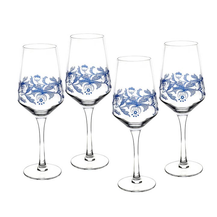Spode Blue Italian Set of 4 Wine Glasses for wholesale by Portmeirion, Spode, Pimpernel, Nacthmann, Wrendale Designs