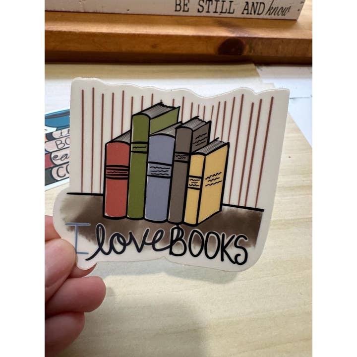 Beth Ann Erickson Designs - Wholesale Sticker - Bookish Sticker, I Love Books and Coffee Sticker2