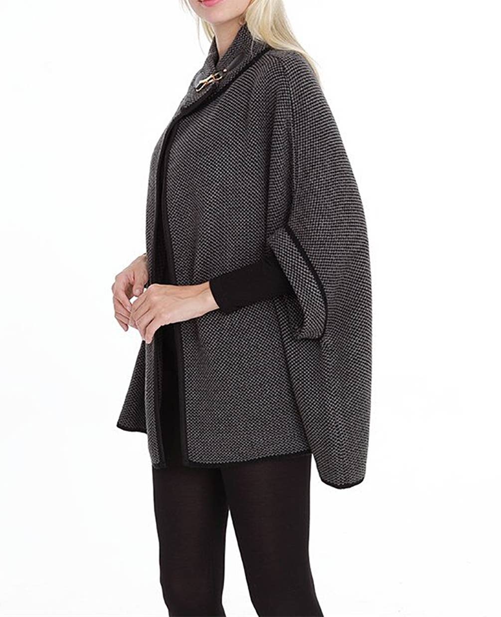 Fennco Styles - Wholesale Poncho - Women's - Knit Buckle Poncho Cape Cardigan25