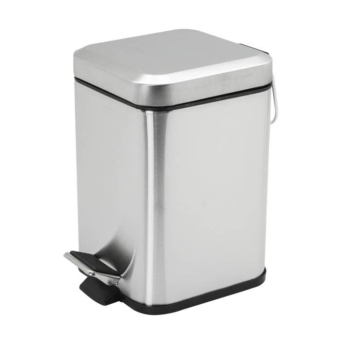 Harbour Housewares - Papelera cuadrada de acero con pedal para baño, 3 litros para venta al por mayor de Rinkit Ltd