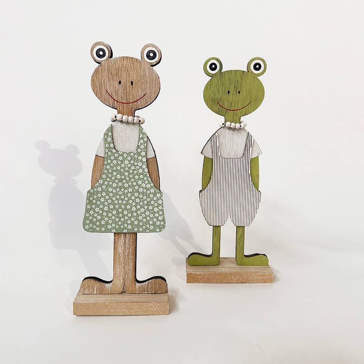 Wooden Frogs, Set of 2 for wholesale by Forpost Trade Inc