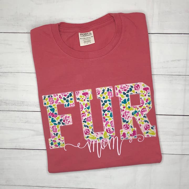 Fur Mom Applique Short Sleeve TShirt (Copy) for wholesale by Handmade Pieces Company LLC