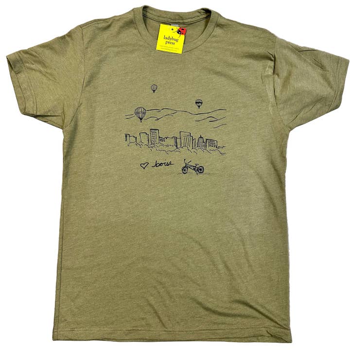 T-shirt Ballons Skyline de Boise, Sérigraphié pour la vente par Ladybug Press