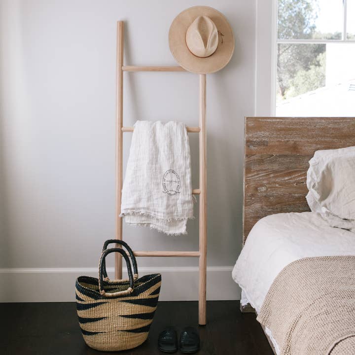 Sandstone & Sage - Wholesale Free Standing Shelf - Handmade Wooden Blanket Ladder2
