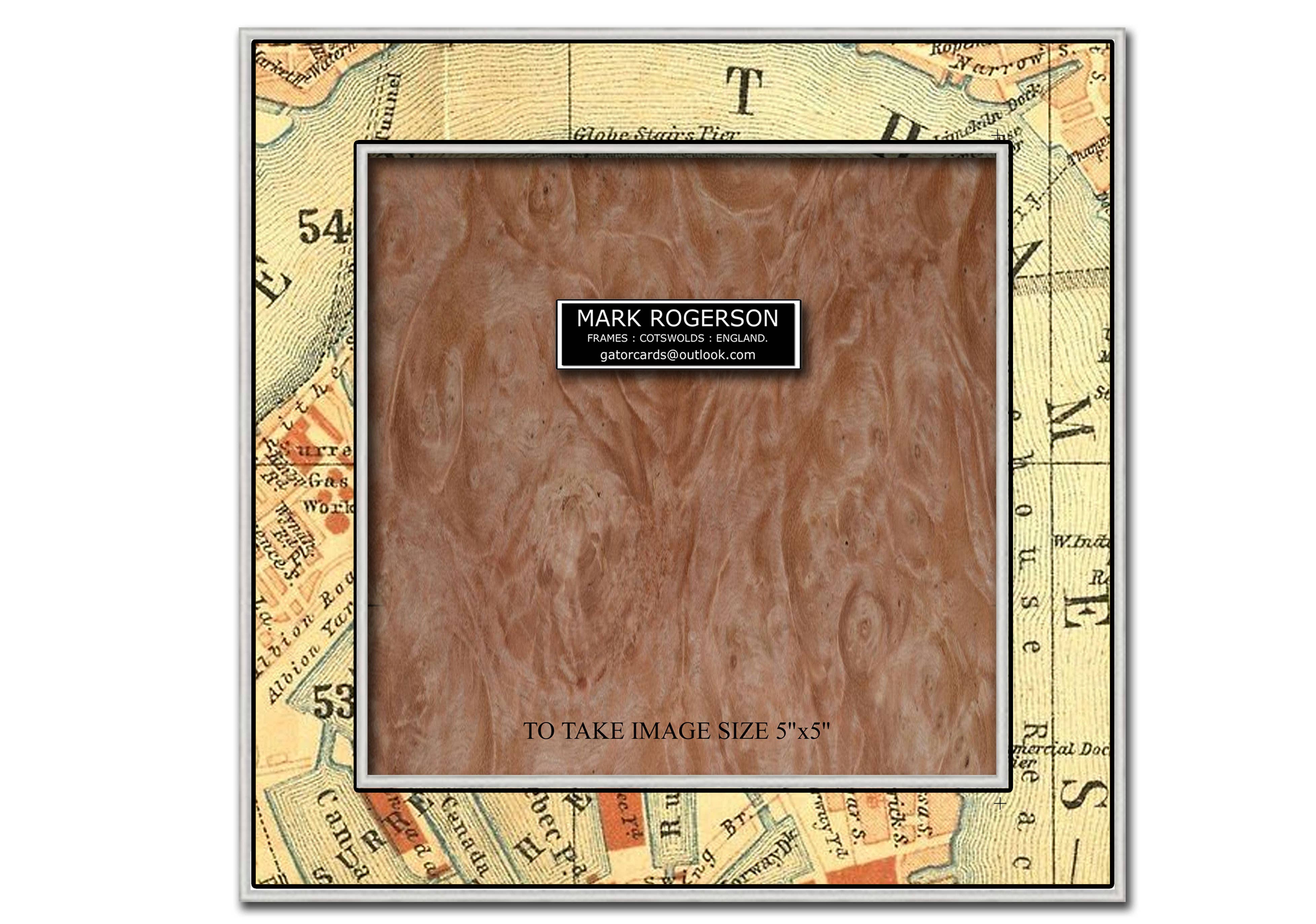 Gator cards - Wholesale Picture Frame - 1658 Map Paper Veneer Photoframe 5"x5" 0