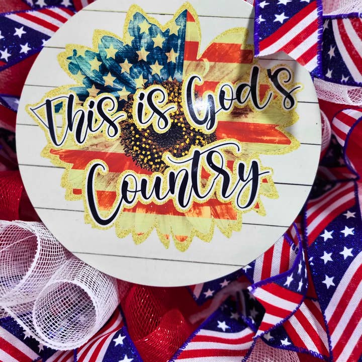 This is God's Country Patriotic Wreath for wholesale by An Array of Wreaths, LLC