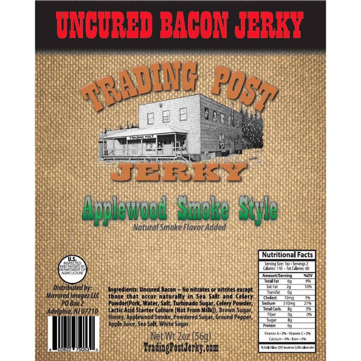 Trading Post Jerky - Wholesale Jerky - Applewood Smoke Style Bacon Jerky (Gluten Free)
