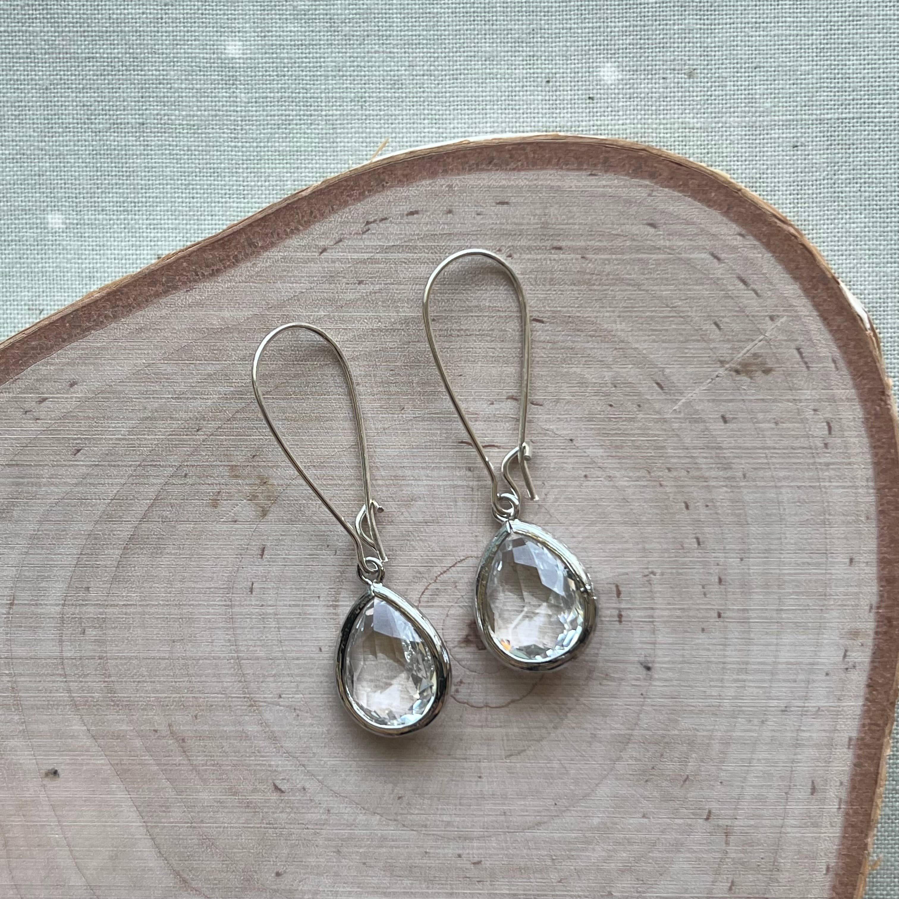 Dana Herbert - Wholesale Dangle Earrings - Silver Jane Bezel Glass Short Dangle Earrings0