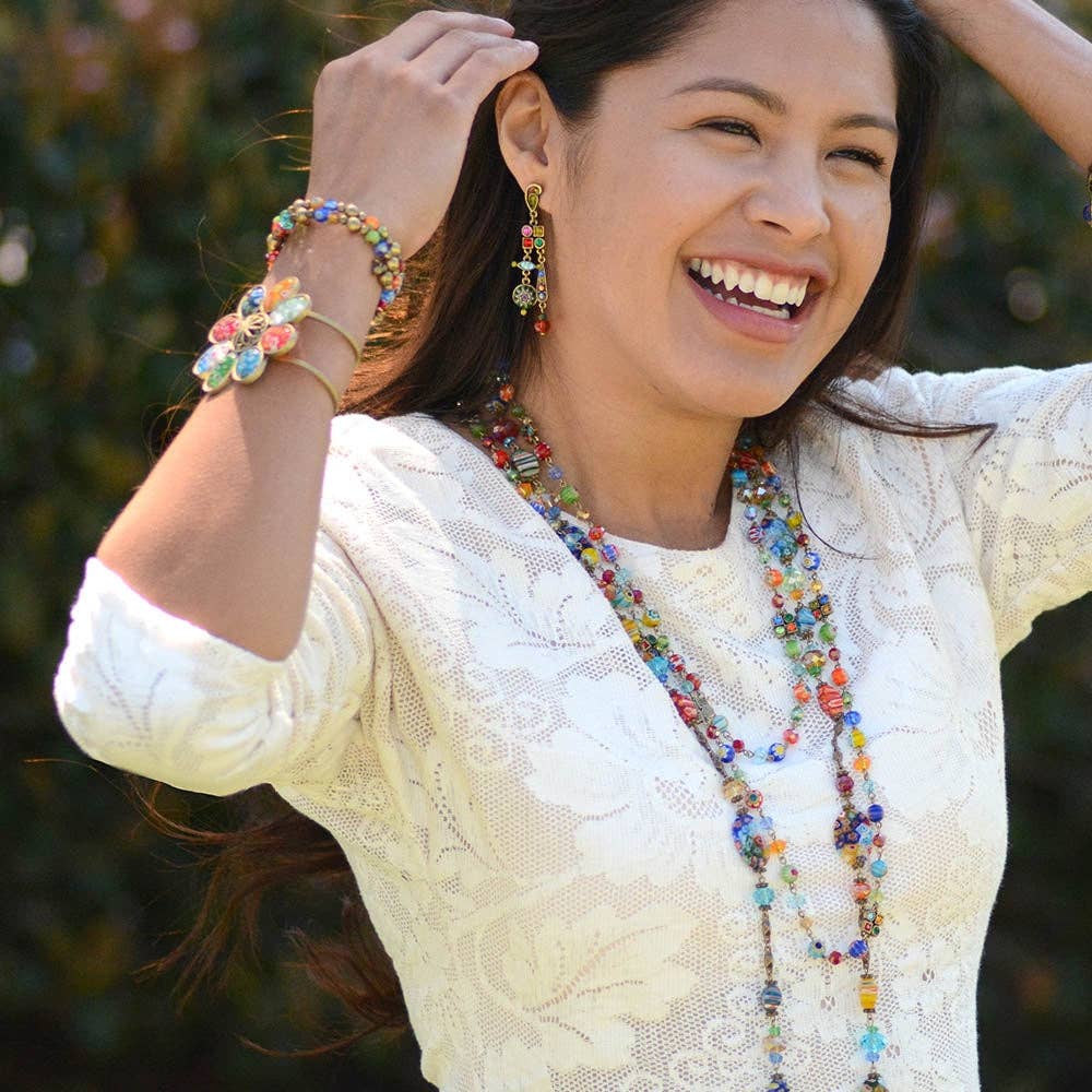 Sweet Romance Jewelry – wholesale Dangle earrings – Millefiori Glass Modern Mid Century Earrings E4754