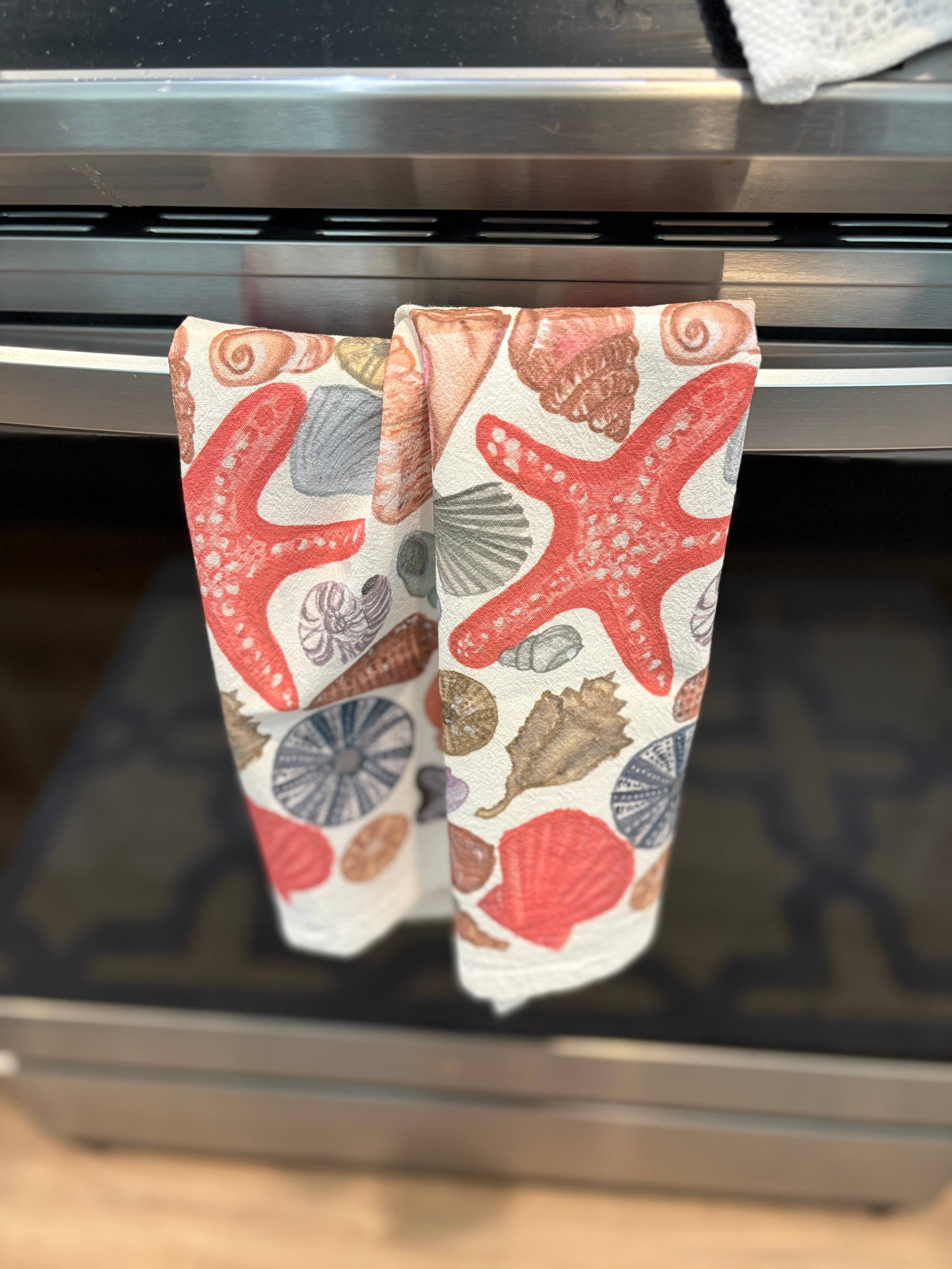 Paper Shells Studio - Wholesale Tea Towel - Coastal Shells Flour Sack Towel – Hanging Loop Included6