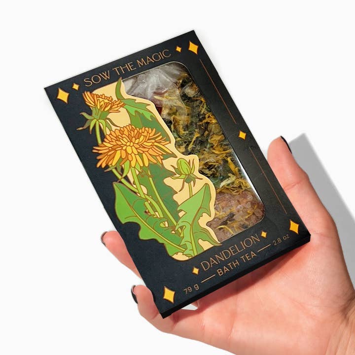 Boîte à thé botanique pour le bain de tarot au pissenlit pour la vente par Sow the Magic