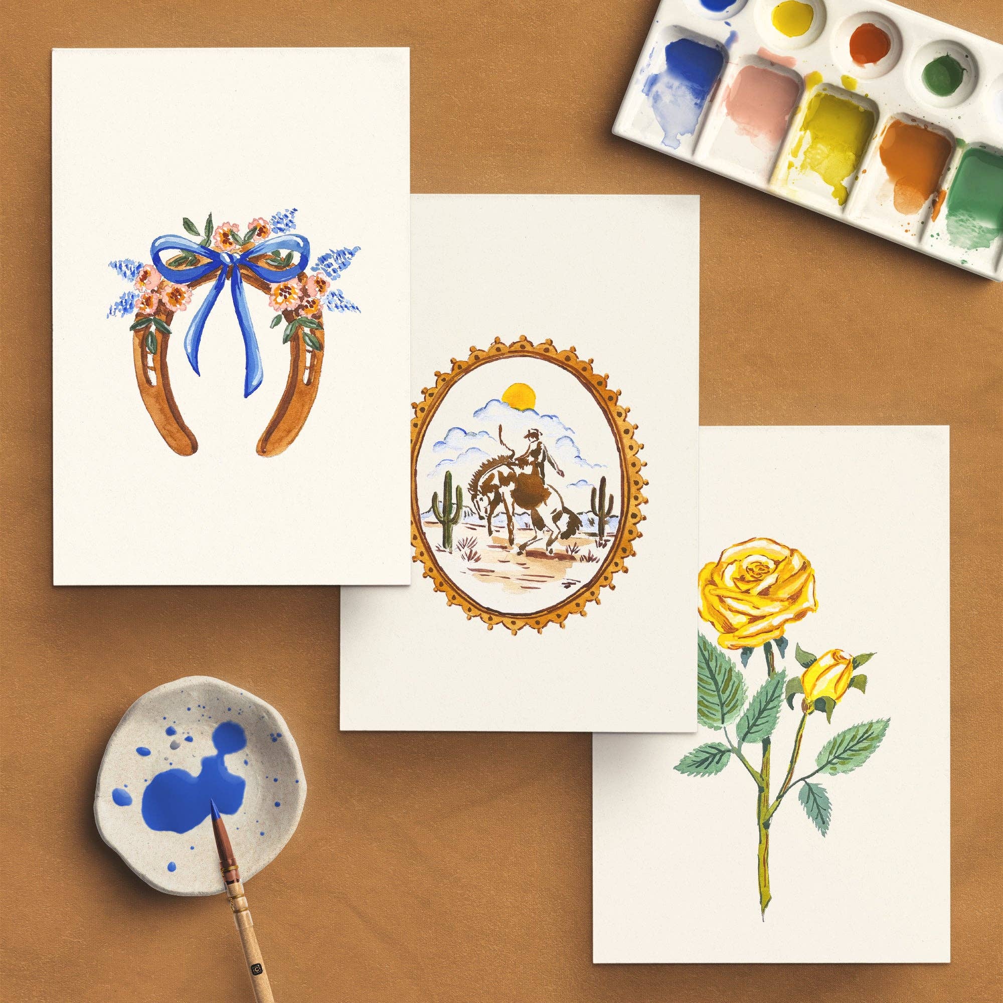 Antiquaria - Wholesale DIY Craft Kit - Watercolor Painting Kit: Vintage Cowboy2