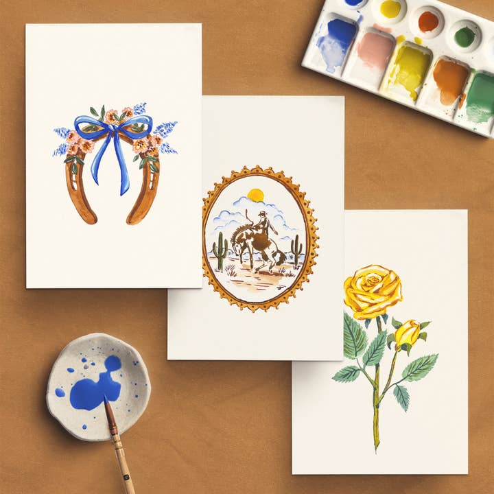 Antiquaria - Wholesale DIY Craft Kit - Watercolor Painting Kit: Vintage Cowboy2