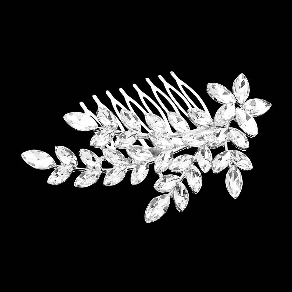 Sensibling Corp. - Wholesale Hair Clip - Women's - Marquise Stone Cluster Embellished Floral Branch Hair Comb3