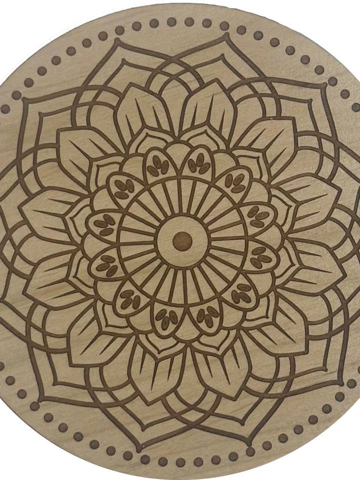 Mandala Wood Coaster for wholesale by Woodcutts Inc.