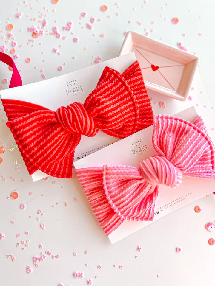 Valentine Bow Turban for wholesale by Evie Pearl Handmade LLC
