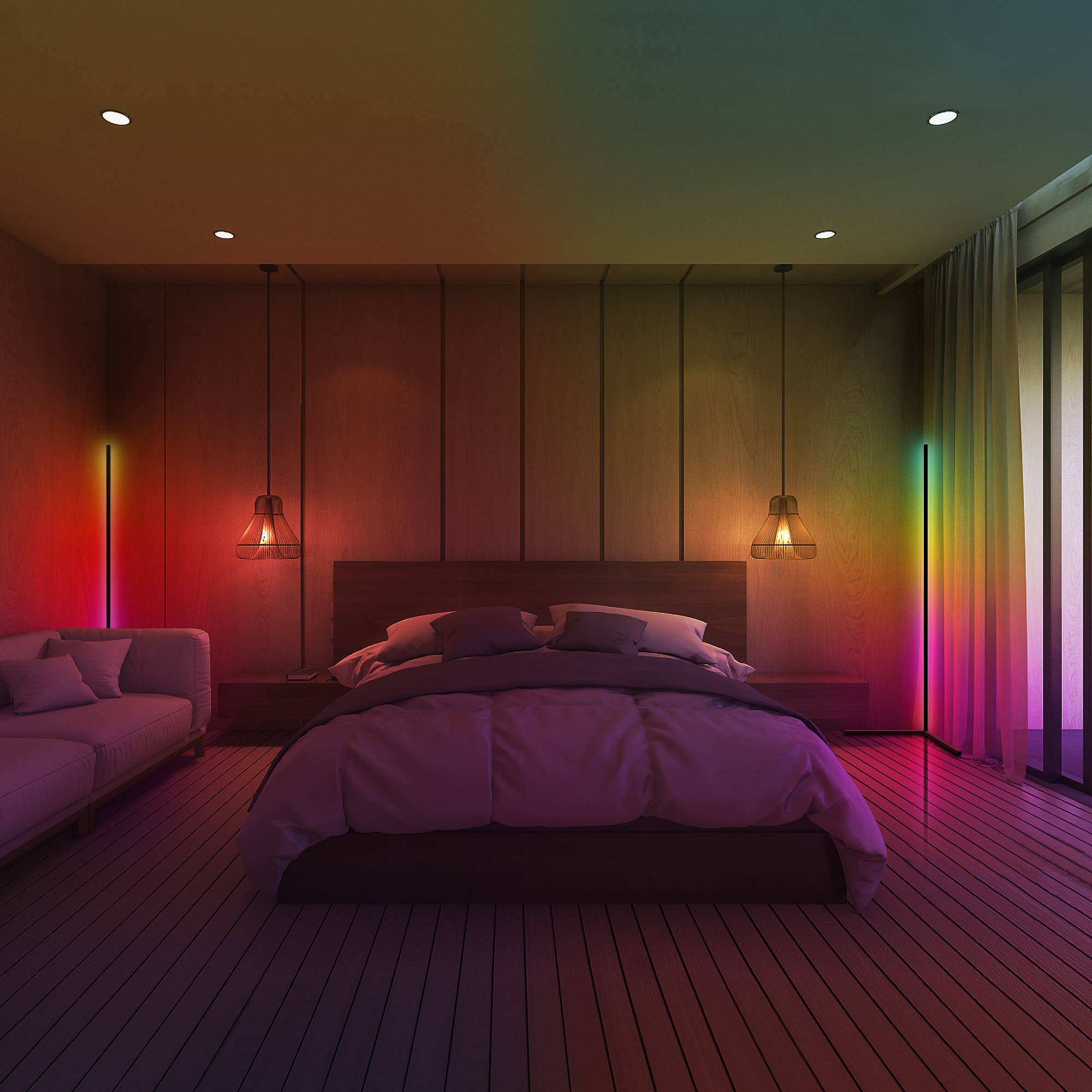 EP Design Lab - Vente Lampes sur pied - Lampadaire d'angle RVB avec télécommande//Paquet de 24