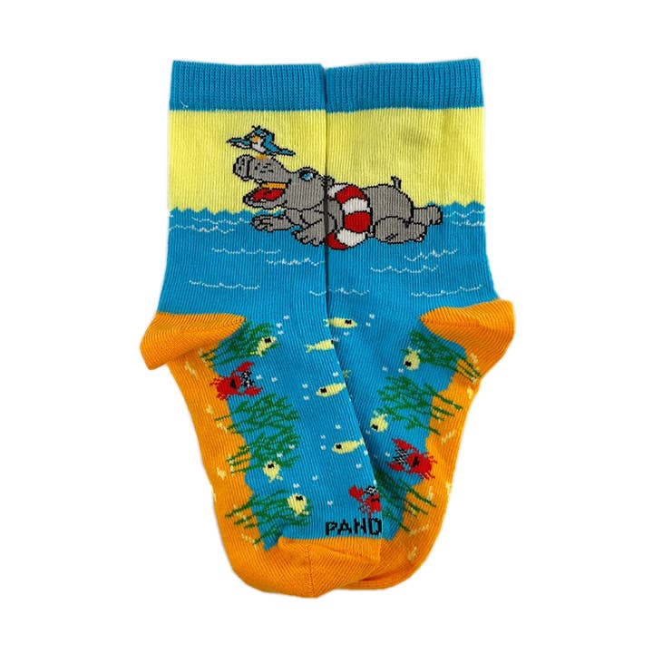 Swimming Hippos Socks from the Sock Panda (Ages 3-7) for wholesale by Sock Panda