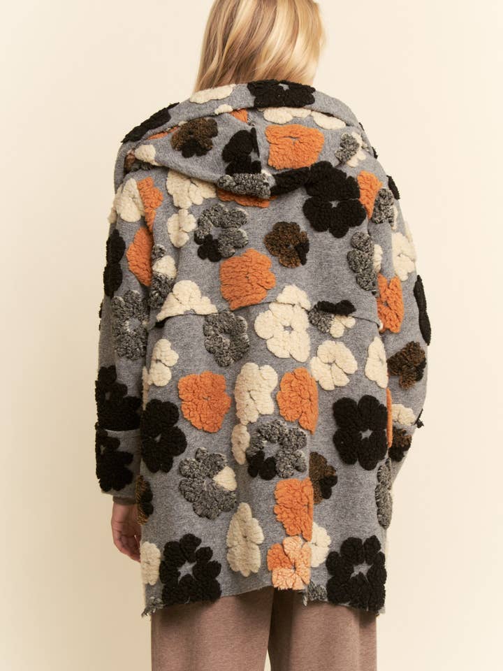 Davi & Dani - Wholesale Coat - Women's - CHUNKY FLOWER EMBROIDERED HOODIE COAT JACKET9