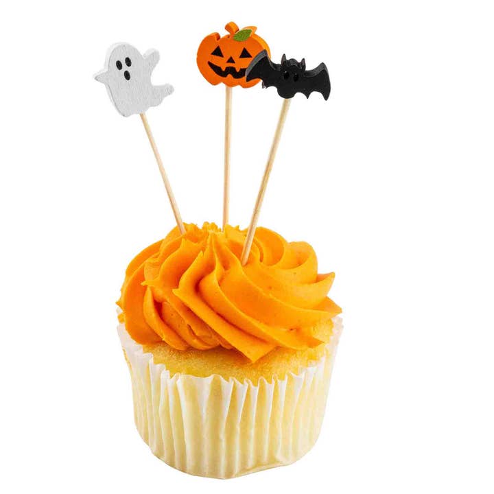 TableCraft Products Company - Wholesale Cake/Cupcake Topper - 4.5" Decorative Picks (Pumpkin, Ghost, & Bat), Pack of 1006