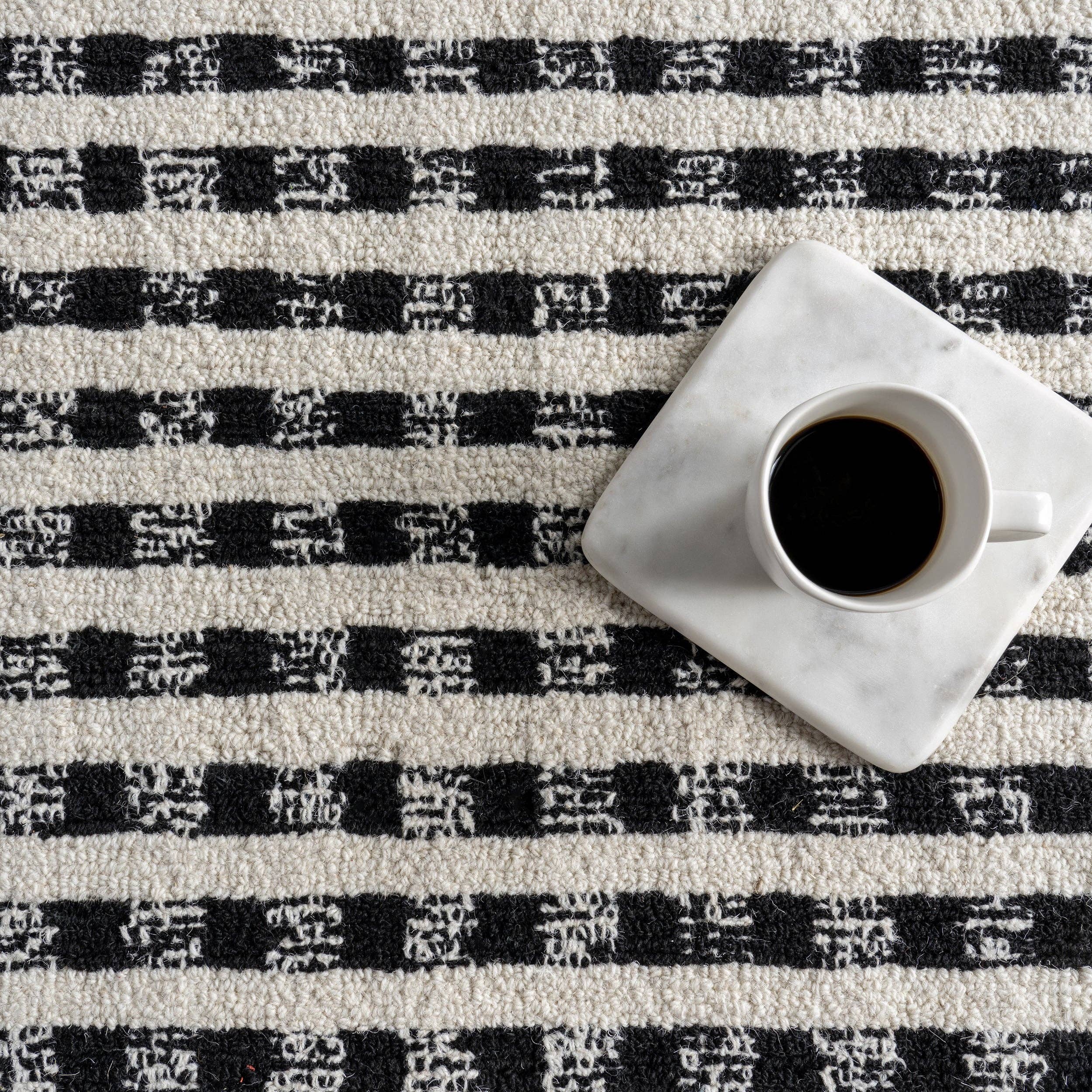 Ivory Adahlia Checkered Wool Area Rug for wholesale on Faire14