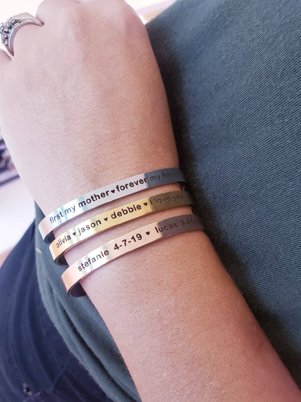 Tres Carmela - Wholesale Cuff Bracelet - Personalized Block Font Custom Cuff Bracelet5