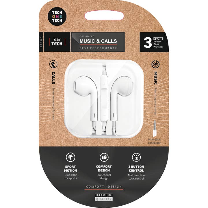 TECH ONE TECH - Wholesale Headphones - Eartech White Intraural Headphones, With. Mini-Jack1