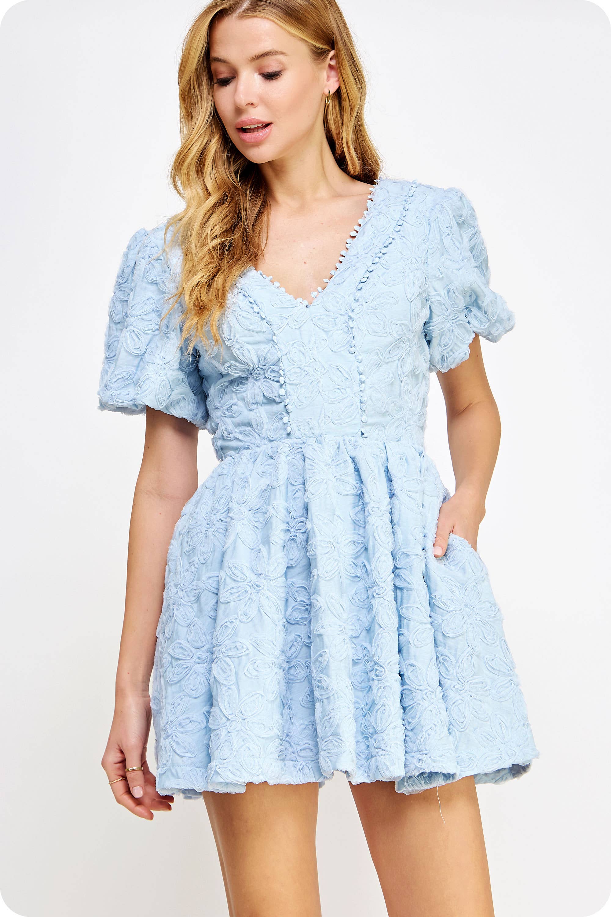 Strut & Bolt - Wholesale Dress - Women's - Floral Textured Tulle Mini Dress1