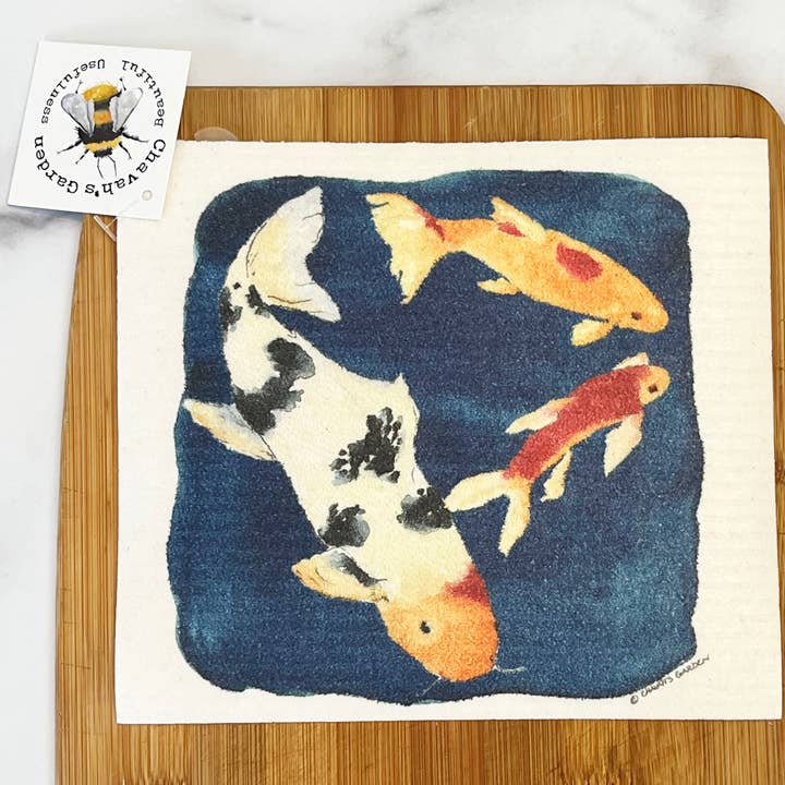 Koi Garden Fish Pond Swedish Dishcloth for wholesale by Chavah's Garden – Chavah's Garden