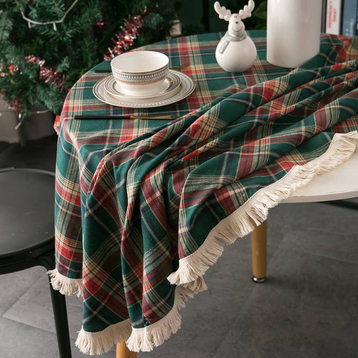 ACCITY - Wholesale Tablecloth - PLAID PATTERN ROUND TABLECLOTH_CWMM00363