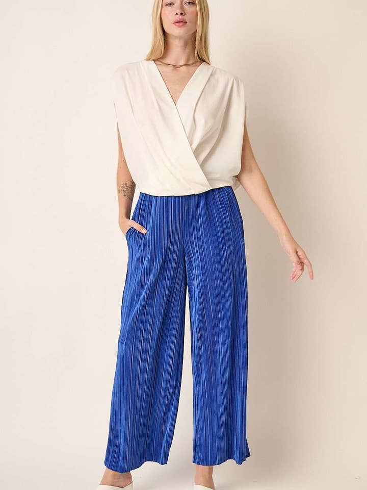 PANTALONI LARGHI IN RASO PLISSETTATO CON ELASTICO IN VITA per la vendita all'ingrosso da parte di mittoshop