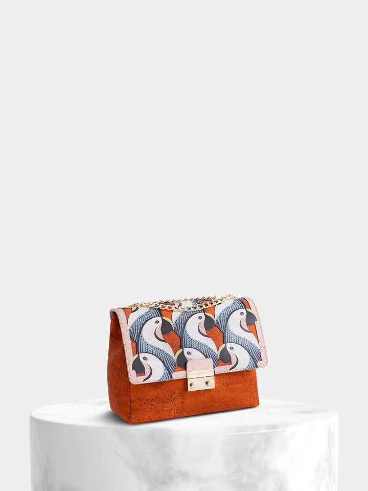 Oranje Kurk Schoudertas Tropische Vogels Klep voor wholesale door StudioCork