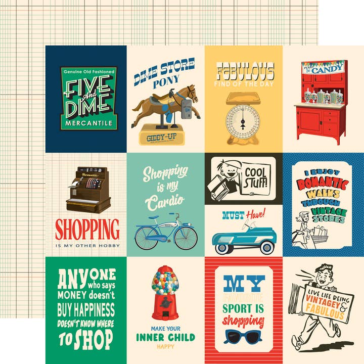 Mercantile: Cartões de Diário 3x4 Papel Padrão 12x12 por atacado de Echo Park Paper Co.