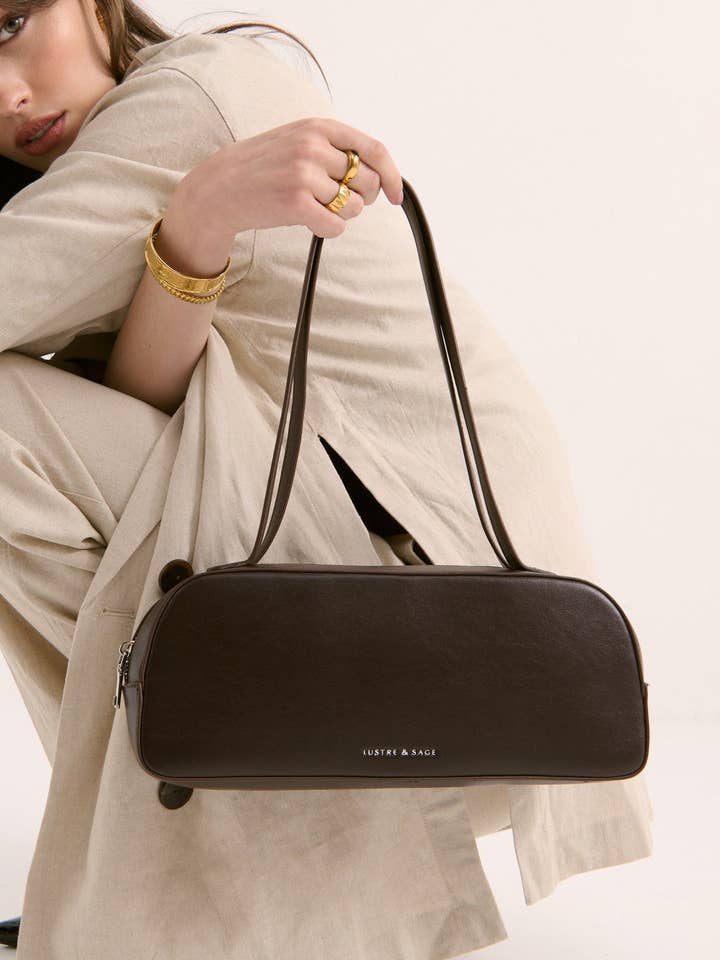 Addie Baguette Bag In Brown for wholesale by Angels Whisper Accessories