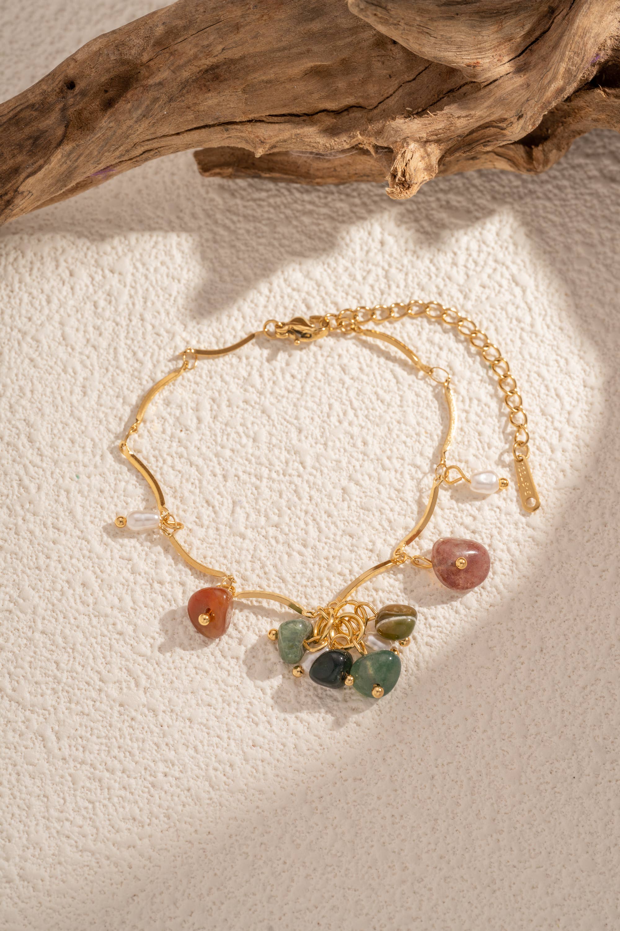 COSMOS - Wholesale Jewelry Set - Golden 3-Piece Set – Natural Stones and Steel Pearls5