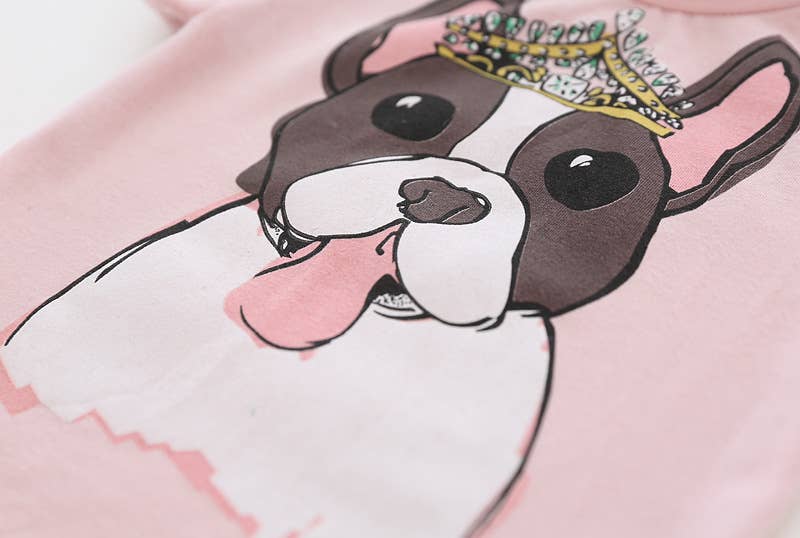 CHANG EN LLC - Wholesale Screen Printed T-Shirt - Kids - Cute Dog Print Girl's Top4