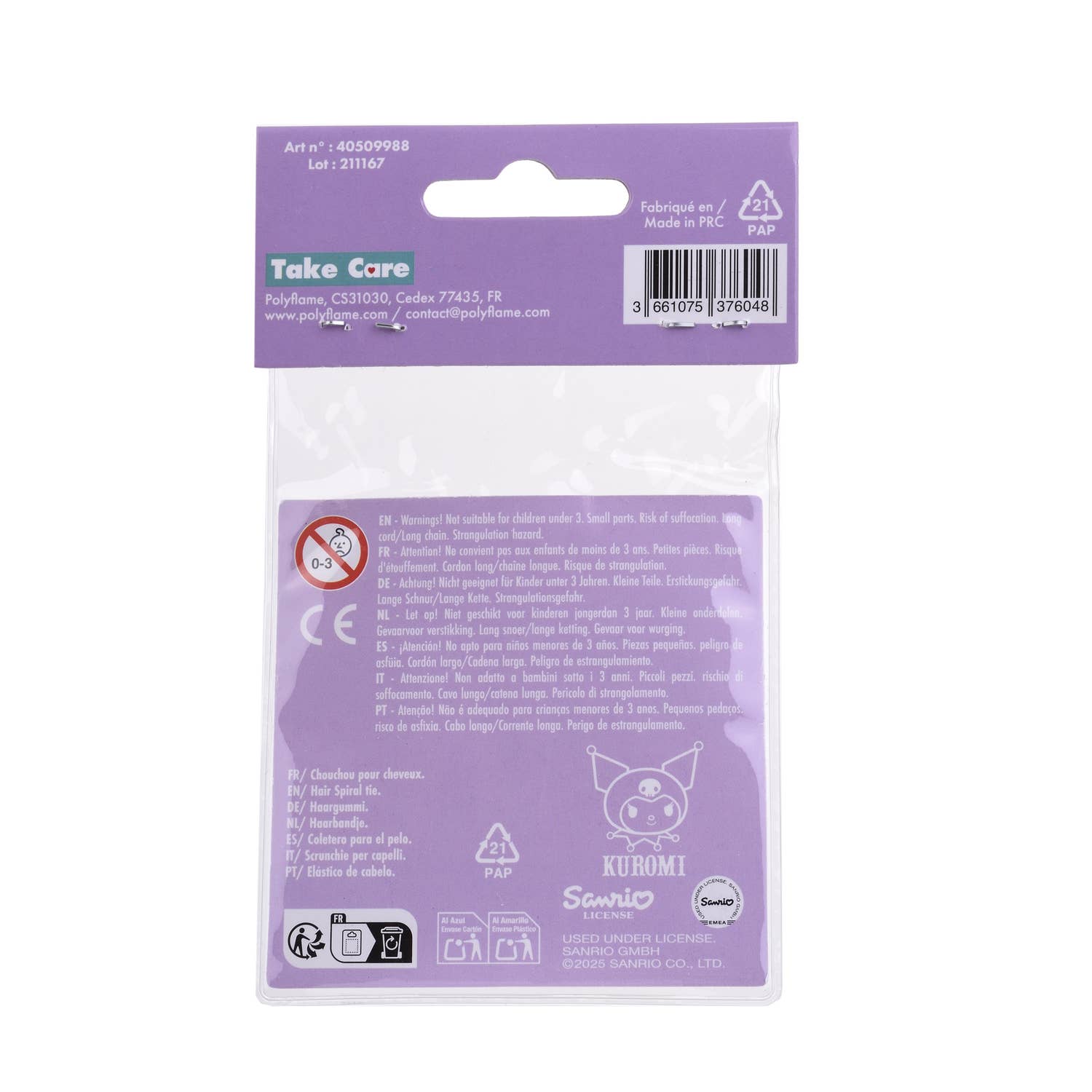 Takecare – wholesale Hair tie – Set of 2 spiral hair elastics Kuromi4