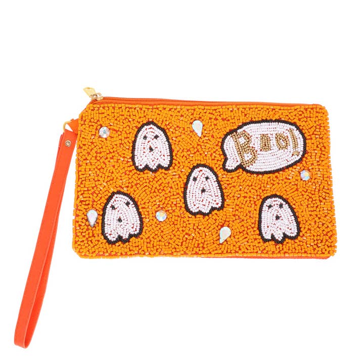 SP Sophia Collection - Wholesale Coin Purse - Women's - Jeweled & Beaded Ghosts "Boo!" Halloween Coin Purse2