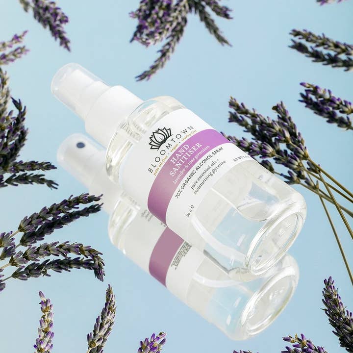 Bloomtown – wholesale Hand sanitiser – 70% Alcohol Organic Hand Sanitiser Spray - Lavender & Rose Geranium - Natural & Organic1