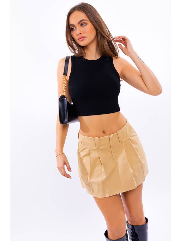 LE LIS - Wholesale Knit Top - Women's - ROUND NECK SLEEVELESS CROP TOP