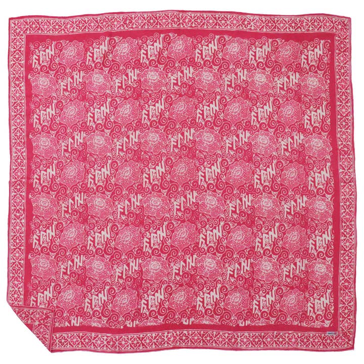 Large 39" Hand Dyed Batik Bandana, 100% Soft Cotton, Giant Padma in pink for wholesale by Kasih Co-op
