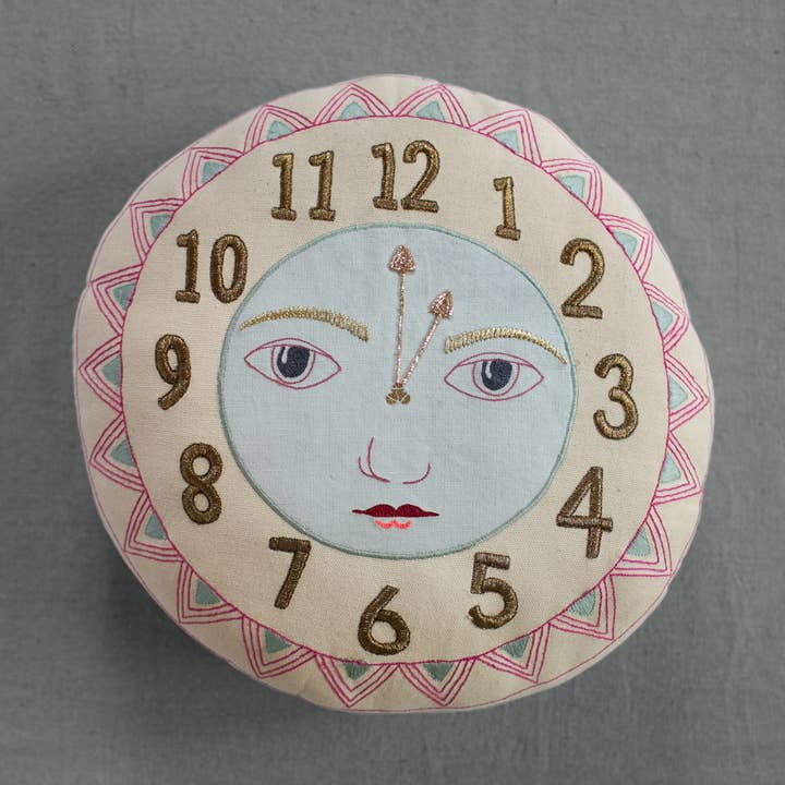 Skippy Cotton - Wholesale Throw/Decorative Pillow - Clock Face Pillow- Handmade, Cotton-filled Cushion0